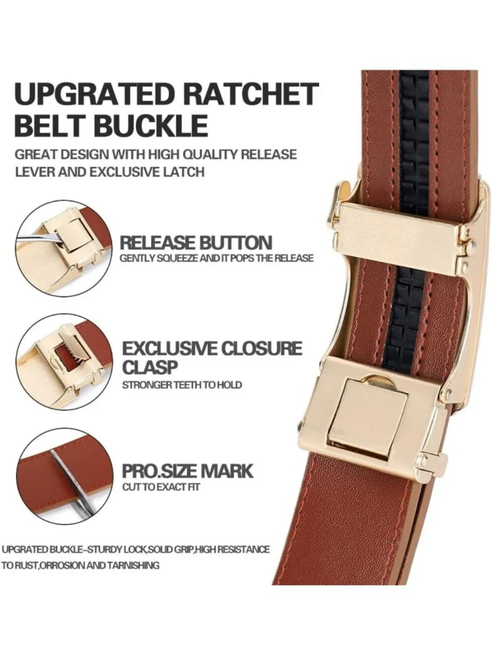 Adjustable Ratchet Dress Belt for Men - 1 3/8